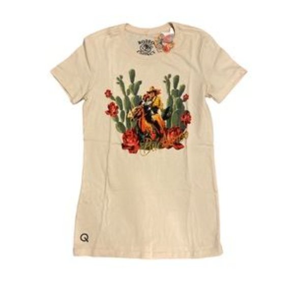 NWT Rodeo Quincy Cactus Graphic Short Sleeve Tee Tan Women’s Medium - Picture 1 of 6